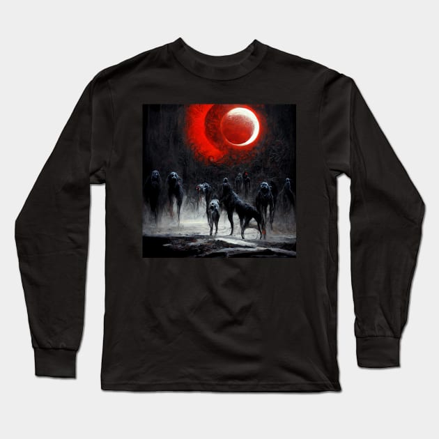 Cerberus Long Sleeve T-Shirt by DarkAgeArt